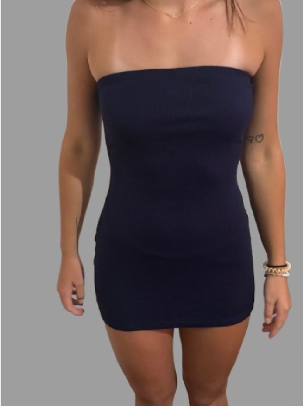 SHEIN Navy Blue Strapless bodycon Dress from size small